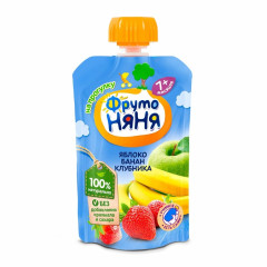 Десерт ФРУТОНЯНЯ яблоко/банан/клубника 90г                                                                                                                                                                                                                