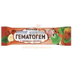 Гематоген ВИТАТЕКА с лесным орехом 40г                                                                                                                                                                                                                    